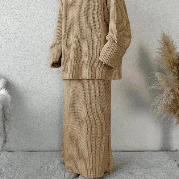Camel Casual Women's Long Sweater Top And Mini Skirt Set - Picture 6 of 6